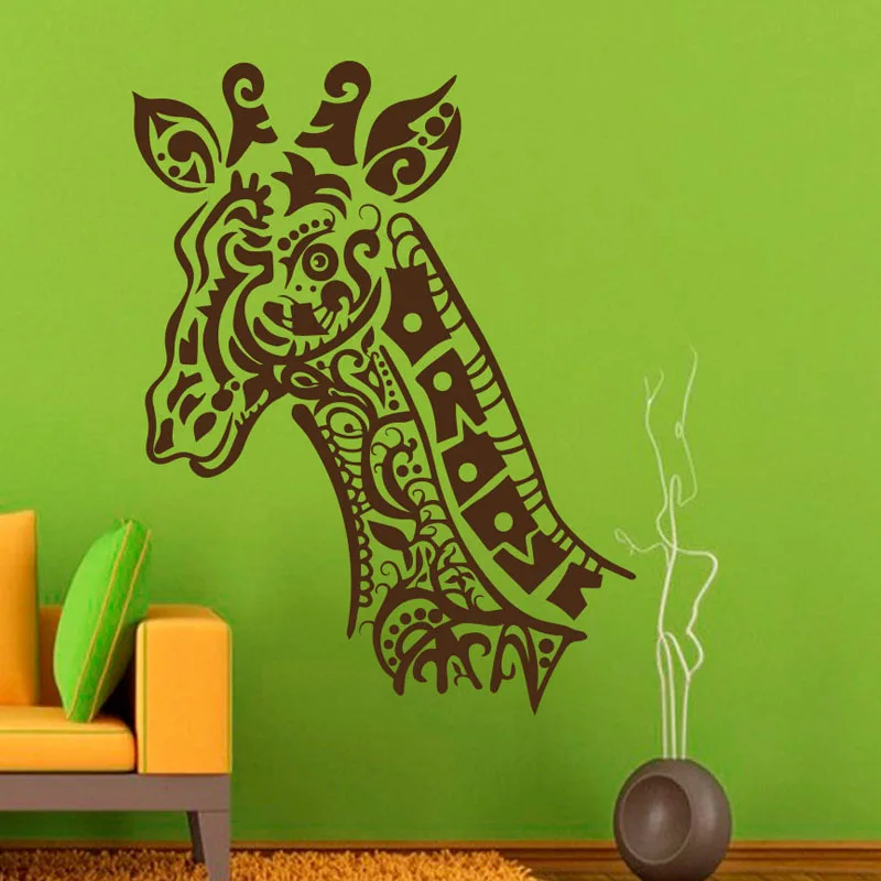 

ZOOYOO Giraffe Head Living Room Decoration Removable Wall Decals Vinyl Sticker Animals Art Wall Murals Home Decor