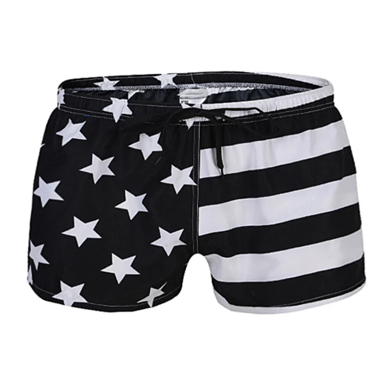 black Swimming Trunks Man USA Flag Swimwear Men Sexy Board Shorts Mens Swimsuit Beach Boxer Pants Sunga Swim Shorts Beachwear - Цвет: black