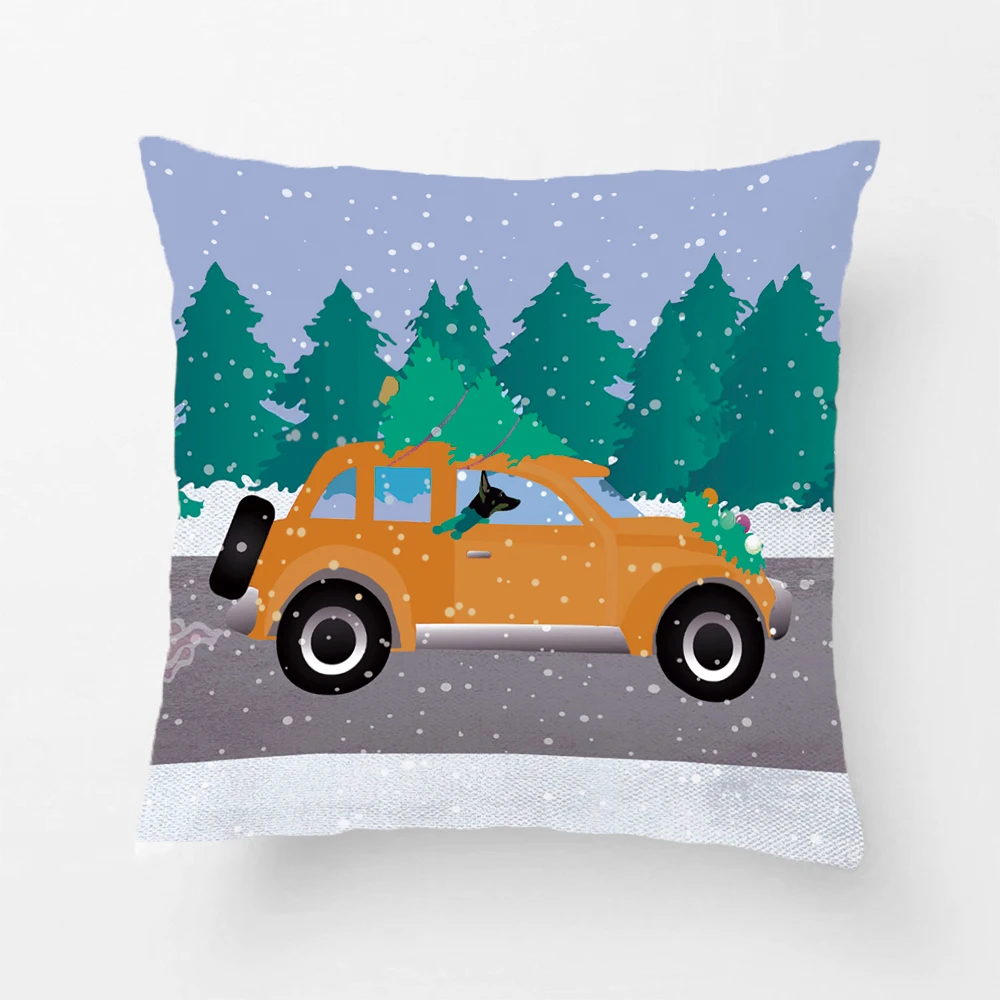 

Rat Terrier Driving A Christmas Car With A Tree Wedding Decorative Cushion Cover Pillow Case Customize Gift For Seat Pillowcase