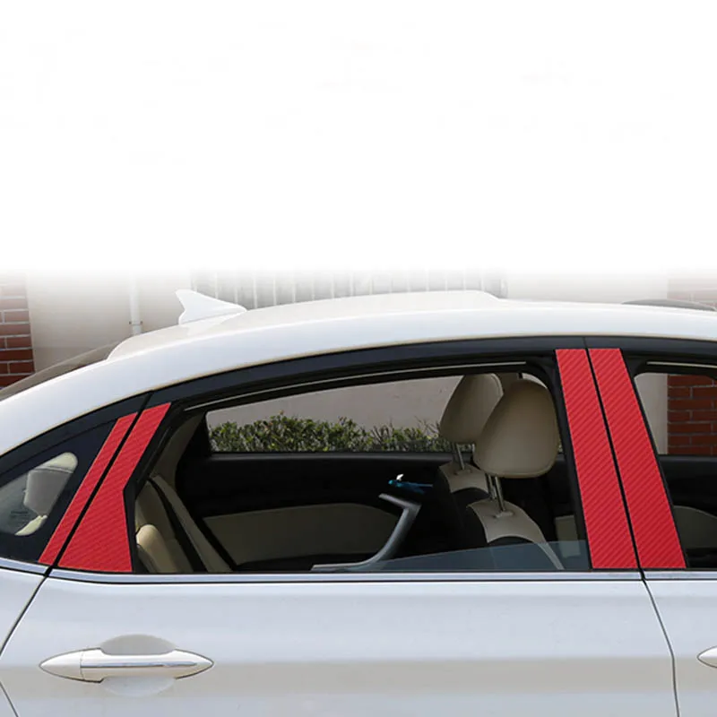 Lsrtw2017 Carbon Fiber Car Window Middle Pillar Sticker Trims for Changan Alsvin V7 2013 - Название цвета: carbon fiber red