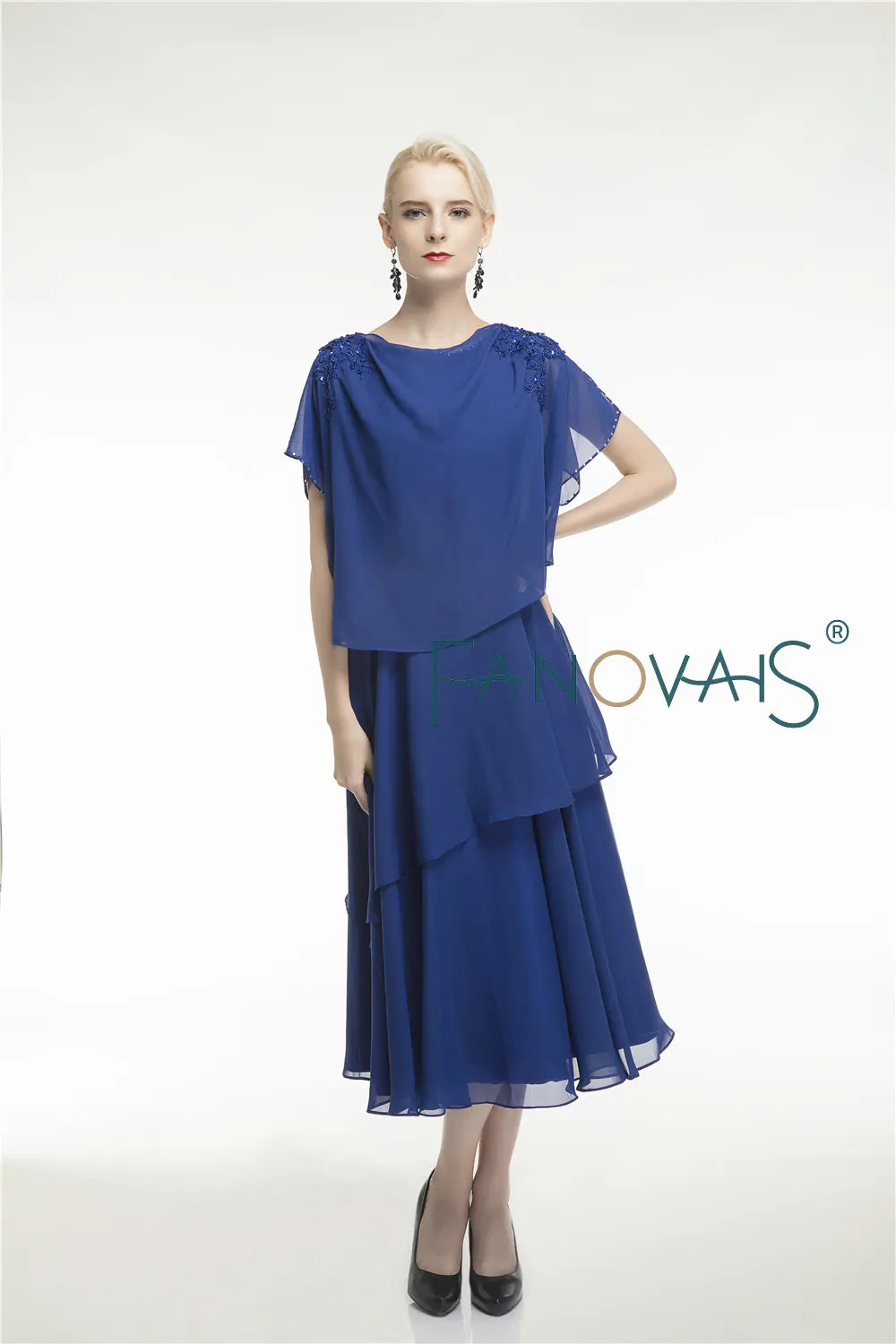 Королевский синий шифон мать невесты Платья вечернее платье для матери Vestido de Festa