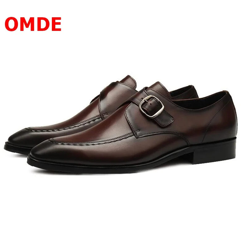 Туфли OMDE мужские классические натуральная кожа тонкие без застежки модные