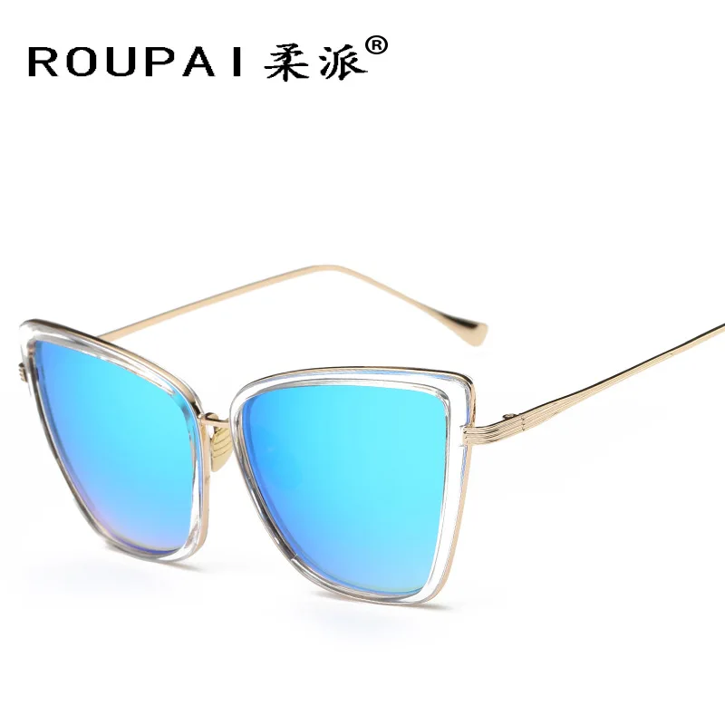 ROUPAI Бабочка солнцезащитные очки Женщины UV400 бренд дизайнер металлический каркас