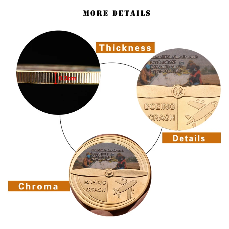 WR позолоченная монета коллекционная Боинг искусство коллекция поделок с