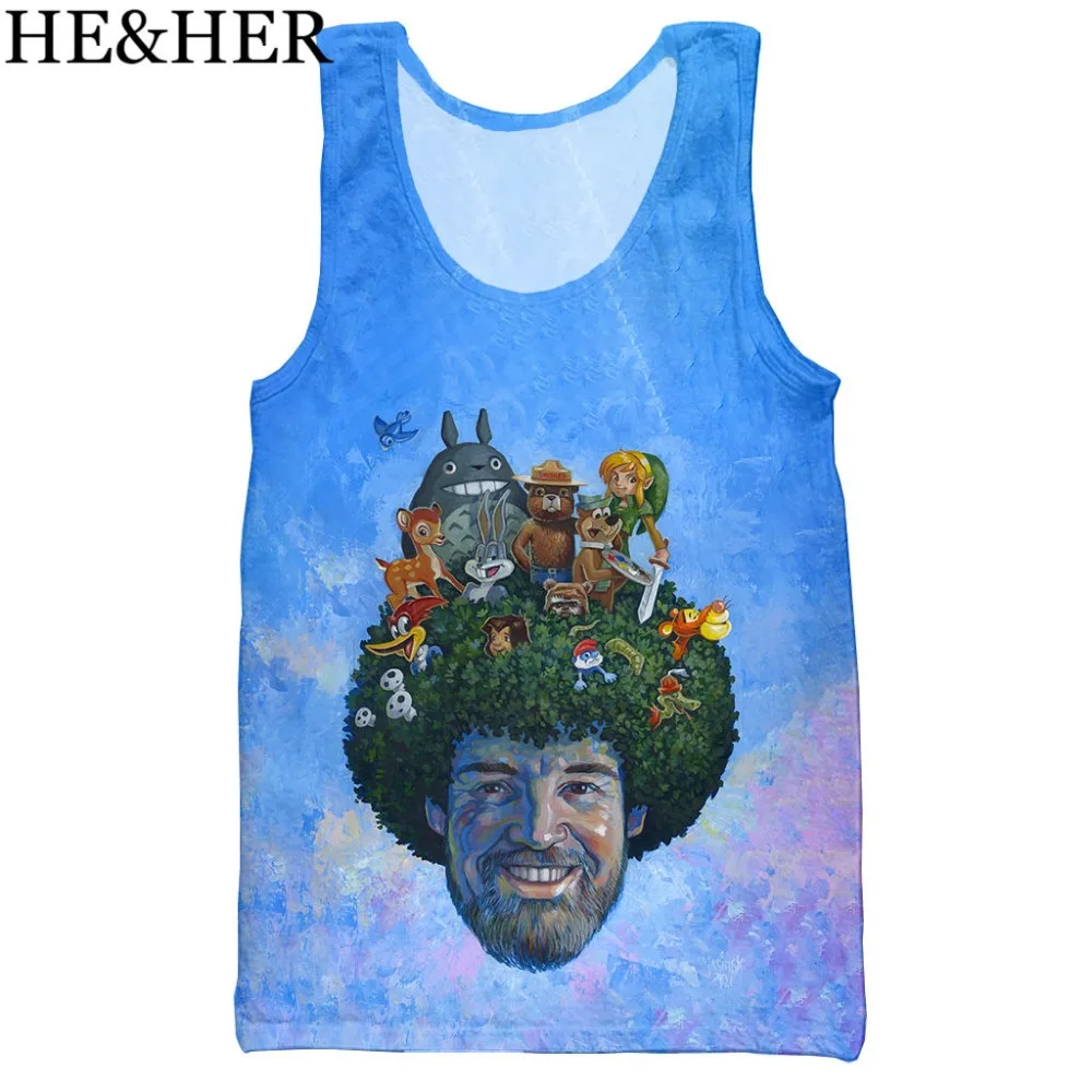Bob ross 3D Печатный Топ на бретелях для мужчин модный крутой летний топ и женщин