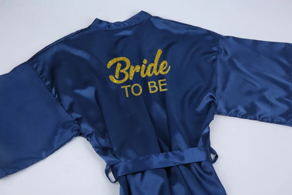 navy 1pc Sisbigdey/комплект из 3 предметов для невесты; халат; тапочки; Атласный халат с поясом; женские блестящие золотые вечерние кимоно для невесты - Цвет: navy 1pc