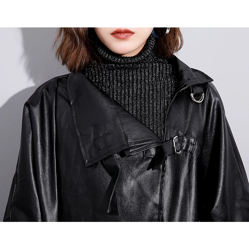 Depictdream 2017 New Pattern Winter Female PU Leather Clothing Short Loose Coat Woman Big Size Lapel Long Sleeve Jacket | Женская одежда