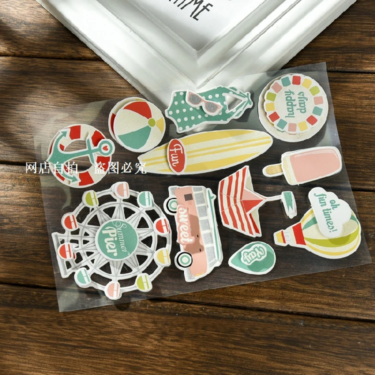 Счастливый День 3D наклейки на DIY подарок/фотоальбом/скрапбукинга/Baby Shower украшения Дети Craft 1 шт./лот