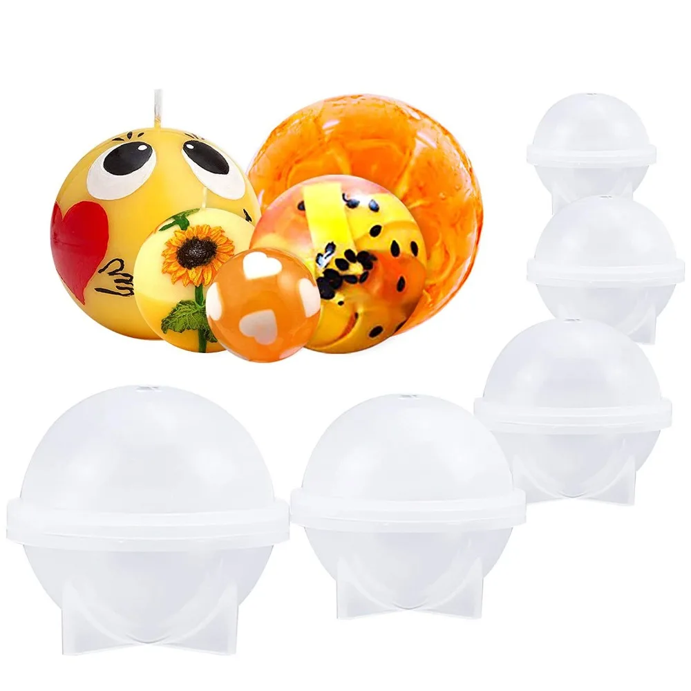Facemile 5pcs Sphere Resin Silicone Molds Round DIY 3D Epoxy Wax Soap Bath Bomb Jewelry Making Candle Cake Chocolate Jelly Mould | Дом и сад