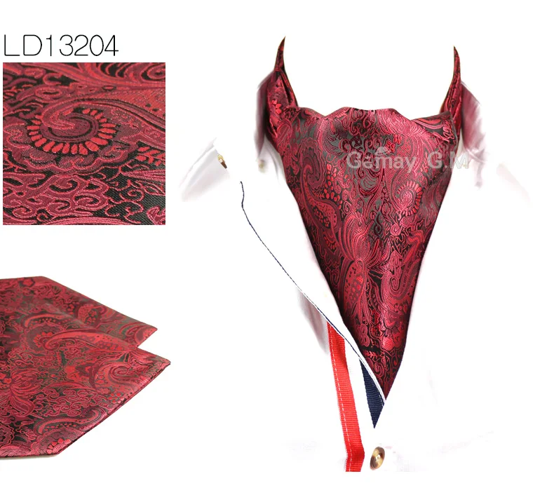 Men Vintage Polka Dot Wedding Formal Cravat Ascot Scrunch Self British style Gentleman Polyester Silk Neck Tie Luxury - Цвет: LD13204