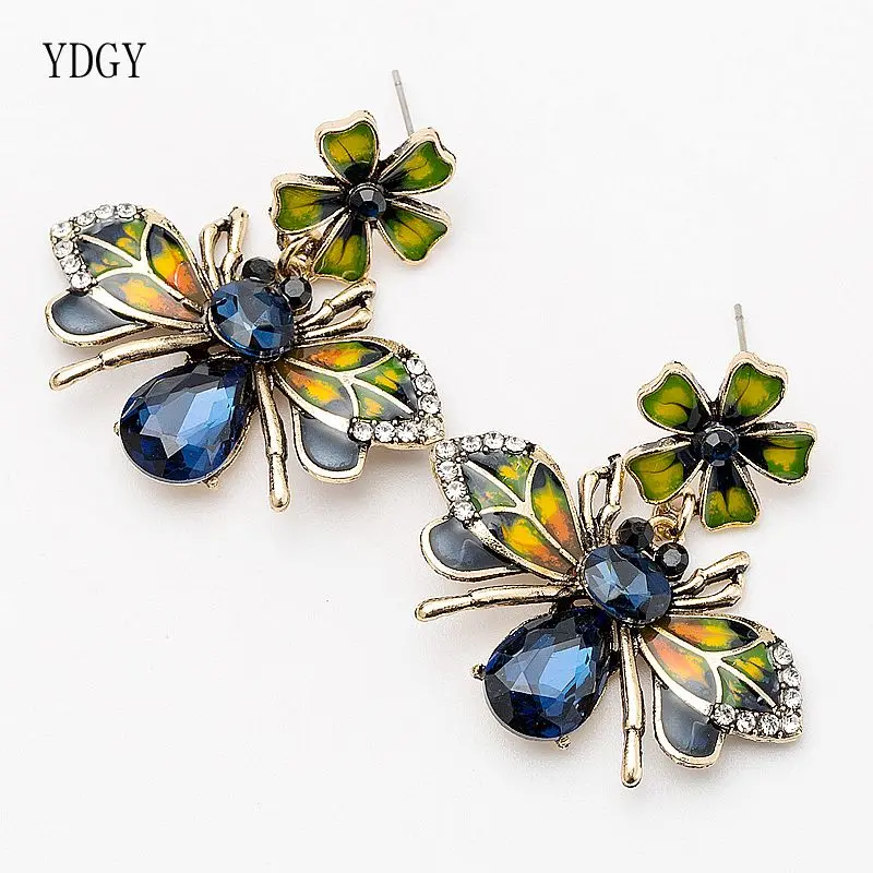 YDGY преувеличенный бренд сплав масляная капля акриловая вставка пчела серьги