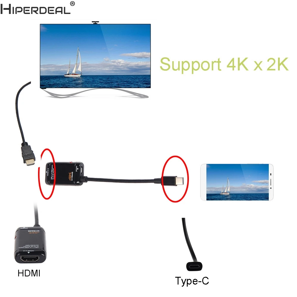 HIPERDEAL type C USB 3,1 мужчина к HDMI Женский 4 K Кабель-адаптер для LeTV PhoneHW