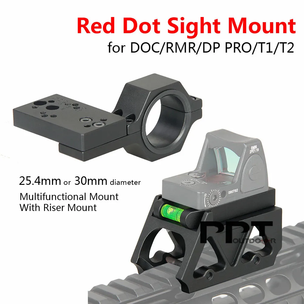 PPT Многофункциональный Red dot стояк крепление прицел 25,4-30 мм кольцо Крепление для Пикатинни для Коллиматорный прицел/T1/T2/DOC PP24-0179