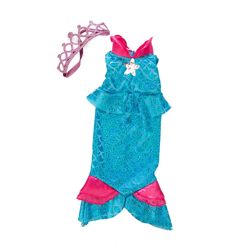 Комплект одежды для девочек из США 2 шт./компл. платье русалки + кольцо волос с