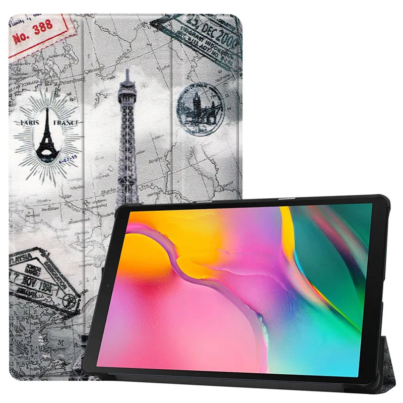 Retro iron tower Ультра тонкий чехол для samsung Galaxy Tab A SM-T510 T515 Элегантный чехол из искусственной кожи подставка чехол для планшета для samsung T510 10 ''в виде ракушки - Цвет: Retro iron tower