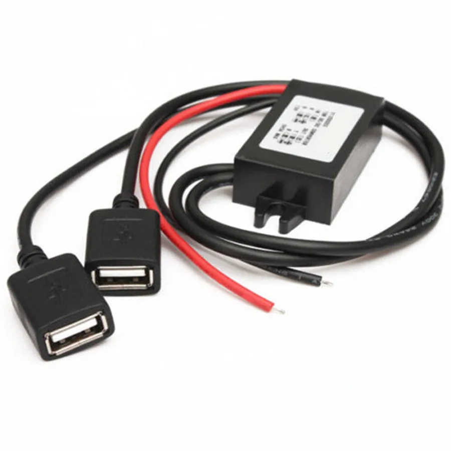 Двойной гнездовая часть usb-разъема шнур; Кабель питания кабель, зарядное устройство для автомобиля DC 12 V до 5 V 3A 15 W Преобразователь мощности регулятор конвертер