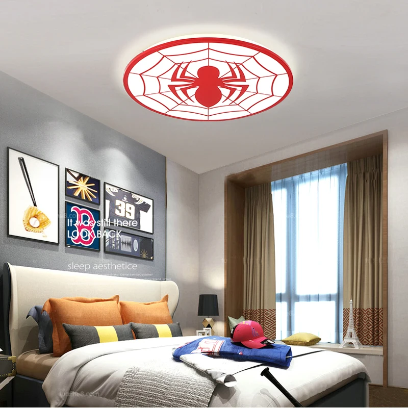 Человек-паук красного цвета современные светодиодные потолочные лампы deco chambre garcon avize с пультом дистанционного управления plafondlamp светильник для детской комнаты лампа