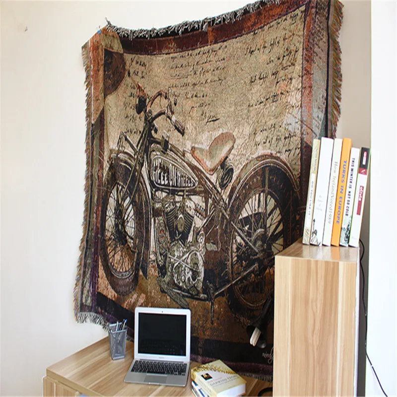 Домашний декор ретро гобелен для мотоцикла хлопковое и полиэфирное одеяло диван