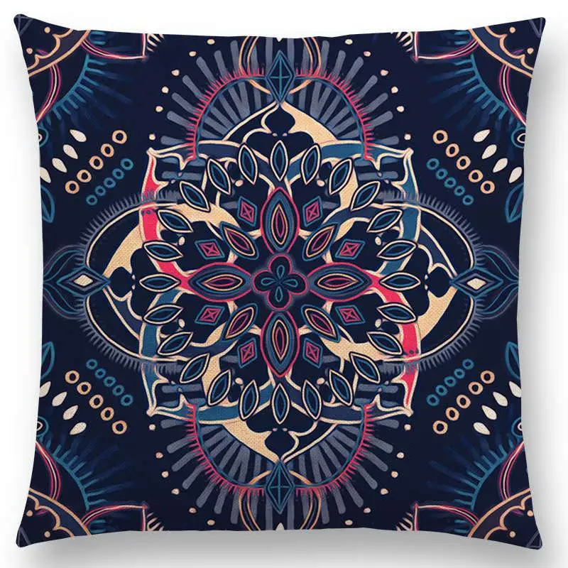 Boho Art Красочные цветы великолепные цветочные каракули растительной геометрии Мандала декоративная картина Автомобильная Подушка Чехол - Цвет: a007005