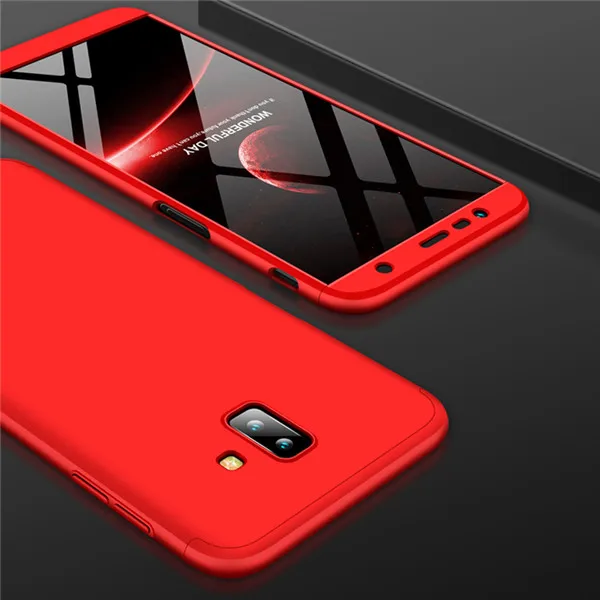 Для samsung Galaxy J6 Plus чехол для J6 Prime 360 полная защита+ ультра тонкий защитный чехол для телефона J610F SM-J610F J610 Coque - Цвет: Красный