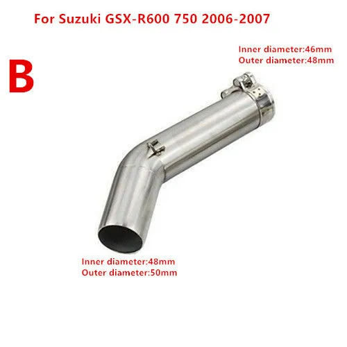 Motorcycle 51MM Exhaust Muffler Mid Link Pipe Elbow For Suzuki GSX-R 600 750 1000 2005-2015 | Автомобили и мотоциклы