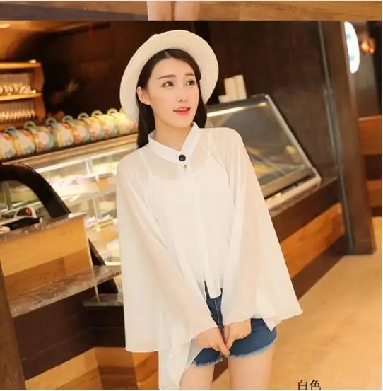 Summer Women Sun Protection Clothing Solid Color Chiffon UV SunScreen Sun Protection Shawl Female