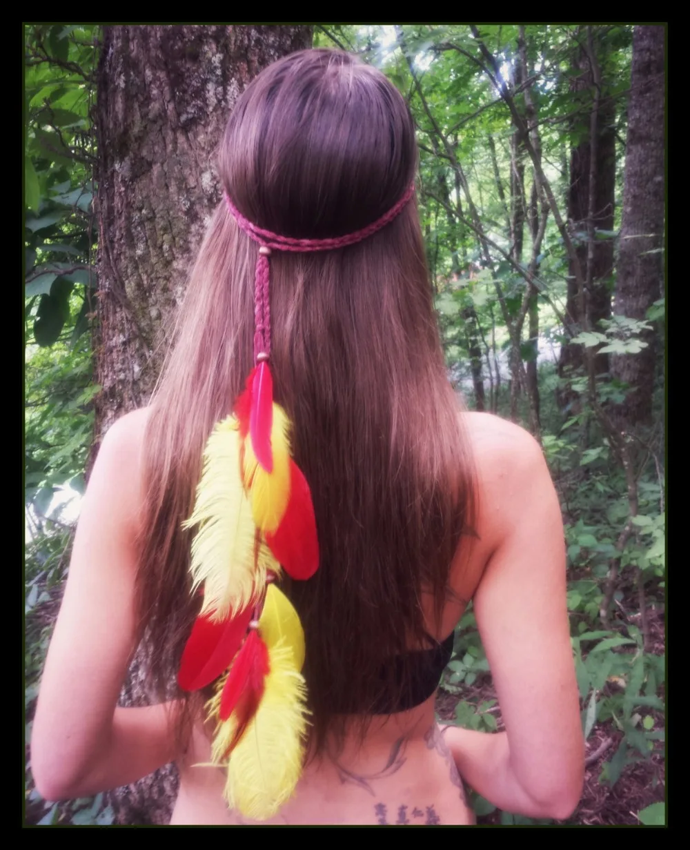 Ободок для волос с перьями Boho летняя белая женская модная повязка на голову