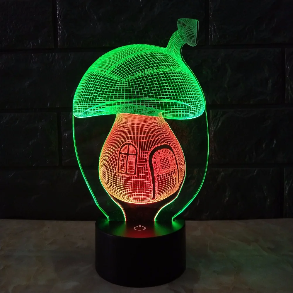 Новая кавайная 3D лампа гриб USB Ночник светильник смешанный цвет настроение