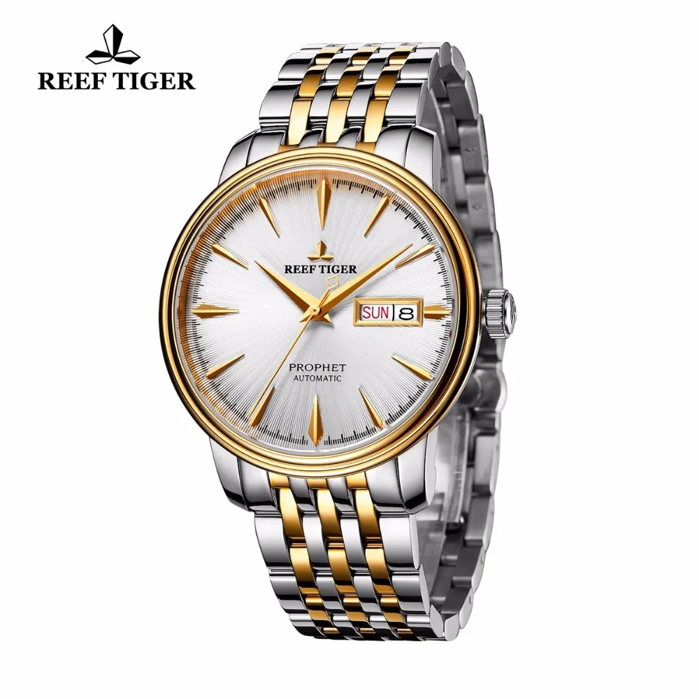 2017 Риф Тигр/RT Элитная одежда часы мужские Дата день желтого золота аналоговые