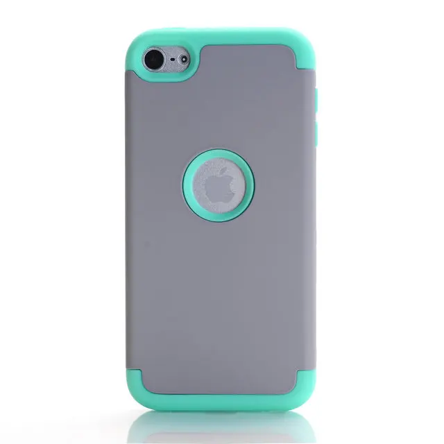 Grey and Mint Green Для iPod Touch 7/Touch 6 Чехол, ударопрочный защитный чехол с двухслойным жестким ПК+ силикон - Цвет: Grey and Mint Green