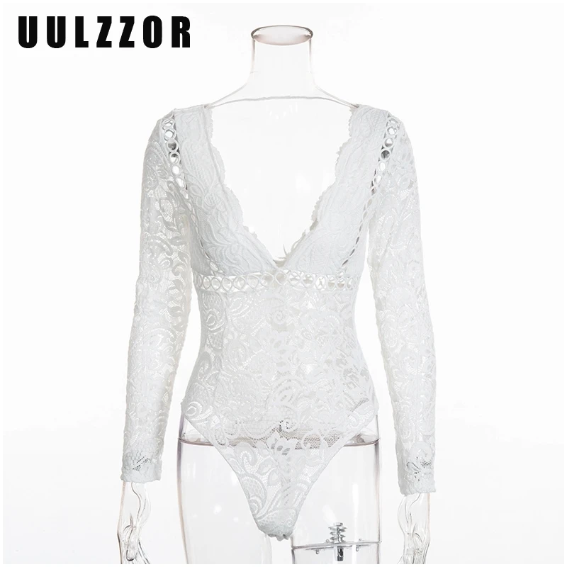 UULZZOR женские боди сексуальный кружевной Боди Комбинезоны Boho выдалбливают