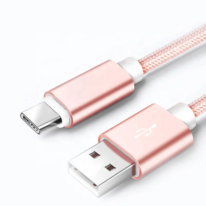 Rose Golden HANNORD USB C кабель 2A Быстрая зарядка нейлоновая оплетка type C кабель для передачи данных зарядный кабель для телефона Android samsung HUAWEI xiaomi - Цвет: Rose Golden