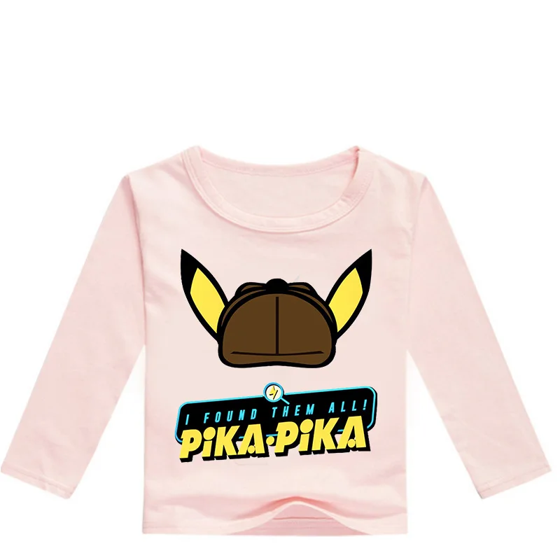 DLF 2-16Years модные Pokemon Detective футболка Пикачу детская повседневная одежда для малышей, футболка с рукавом для мальчиков футболки для девочек, топы с длинными рукавами
