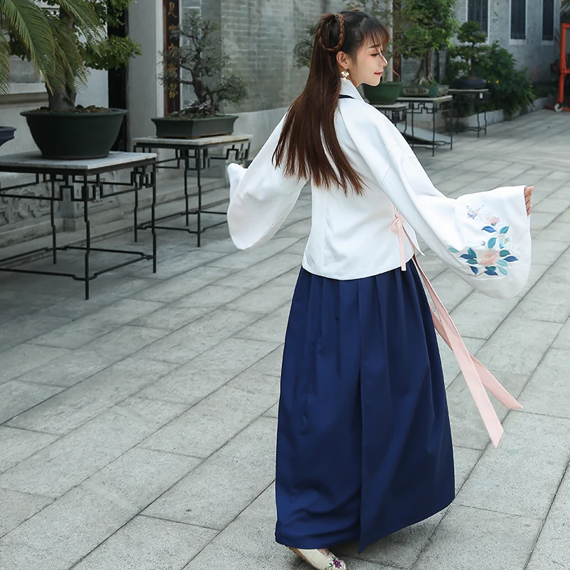 

Navy Blue and White Chinese ancient costume Hanfu Set Luxury High quality princess fairy ancient costume chinese classical dance