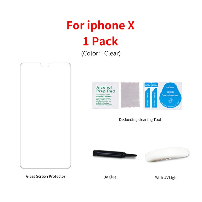 iPhone X Полный Клей закаленное стекло для apple Iphone 6 7 8 plus УФ жидкий экран протектор для x xr xs xsmax 11 11 pro 11 promax - Цвет: iPhone X