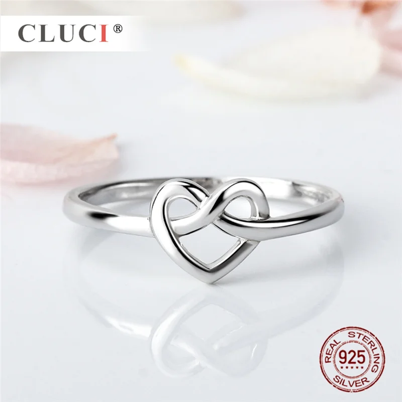 CLUCI Серебро 925 Двойное сердце кольцо романтическая мода обручальные ювелирные