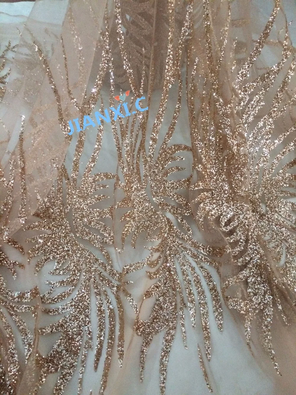 5 ярдов Тюль ручная печать блестящая кружевная ткань для вечернего платья CiCi 111606