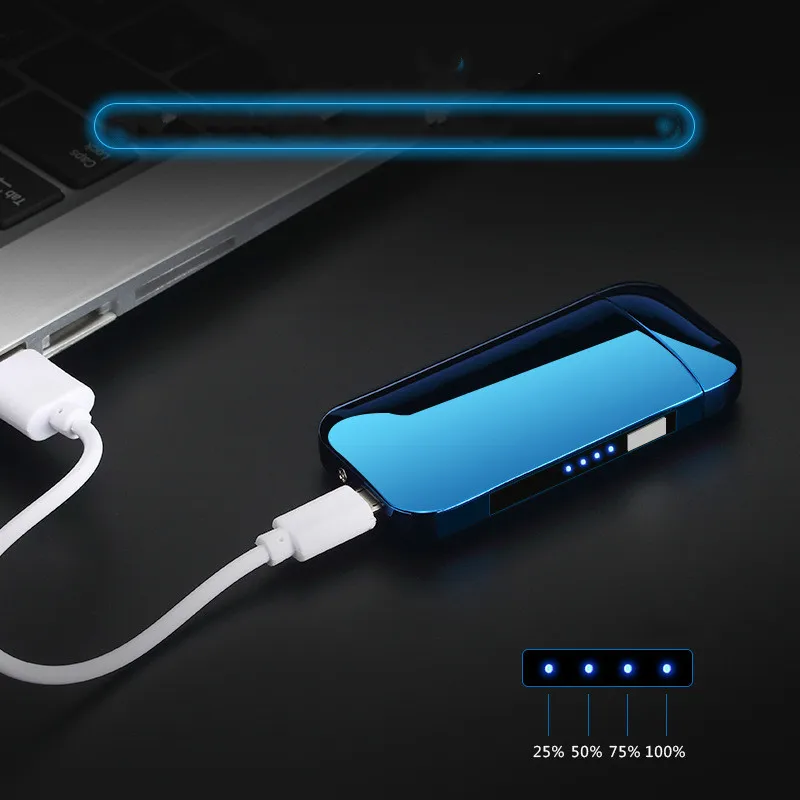 Новейшая металлическая ветрозащитная электронная Usb зарядка Зажигалка для