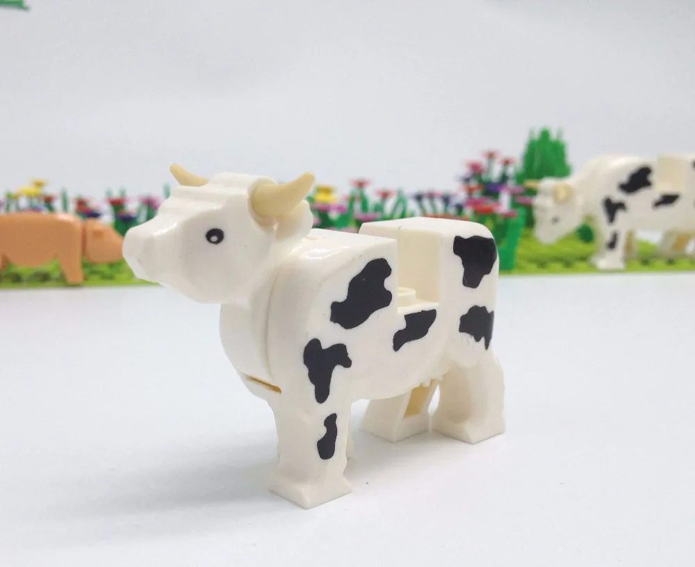 10 шт./лот детали конструктора сделай сам с изображением животных коровы