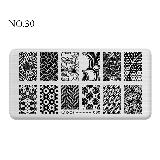NO.30 Pinpai Nail Stamping Plates Flower Geometric Heart Nature Series Nail Template Stamp Image DIY Nail Designs Manicure Stamp Plate - Цвет: NO.30