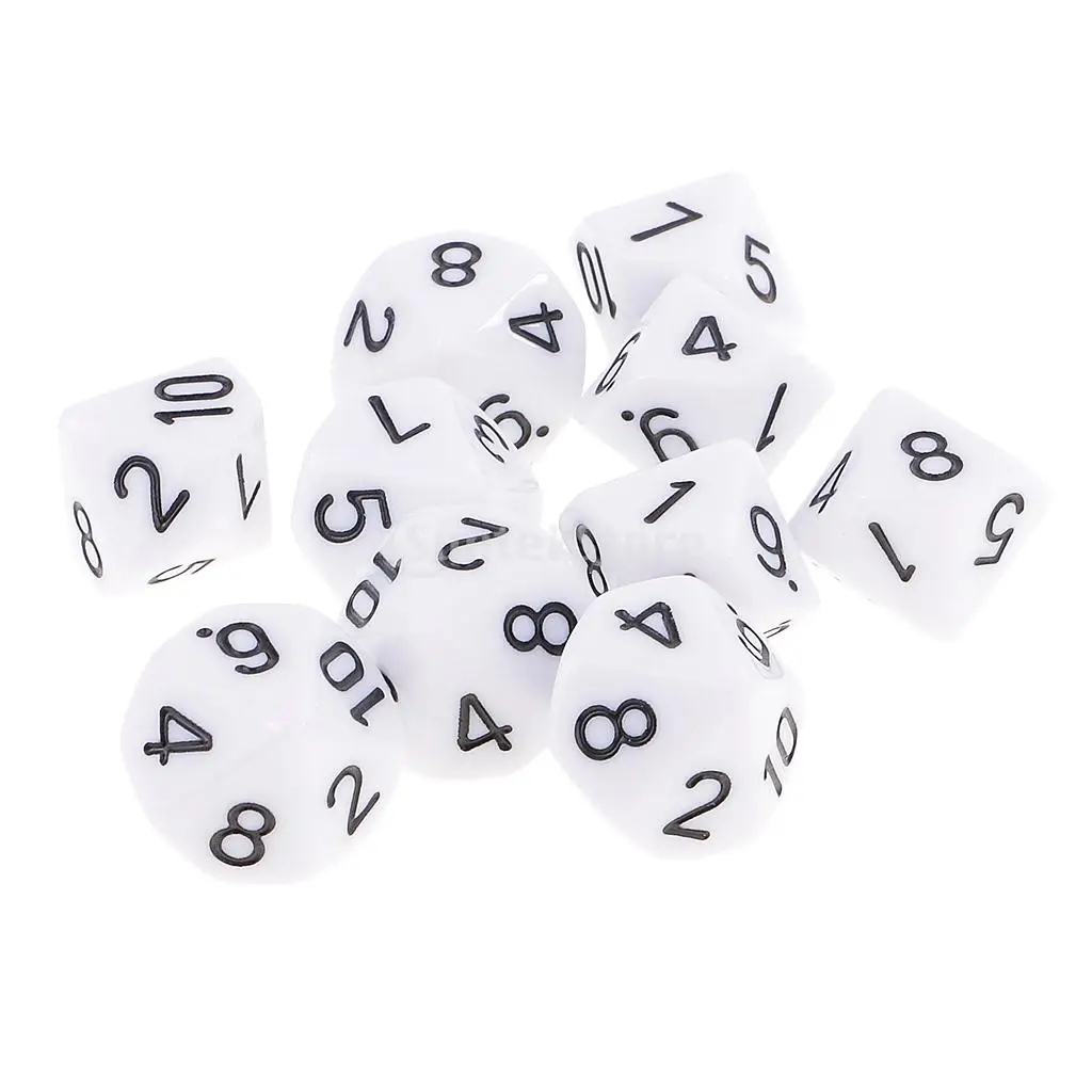 Maguideal 10 шт. двухсторонних кубиков D10 многогранные кубики для игр Dungeons и Dragons White|10