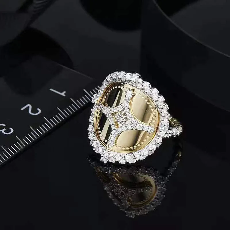SLJELY, роскошное Брендовое 925 пробы, серебряное, желтое, Золотое кольцо со звездами, кольцо с микро проложенным кубическим цирконием, Женские Ювелирные изделия