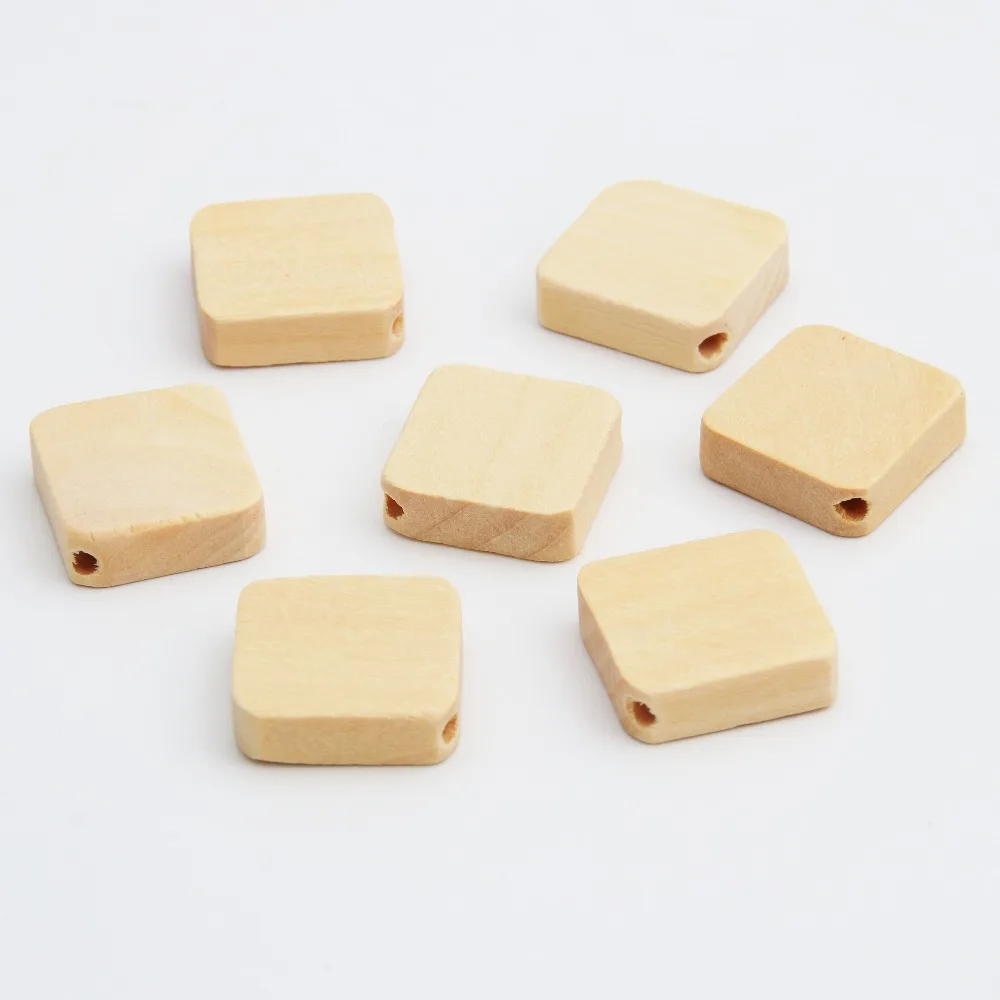 30pcs 19.5x20x6mm Natural Square Cuboid Beads Blocks Wood Unfinished DIY Wooden Jewelry Accessories WB65 | Украшения и аксессуары