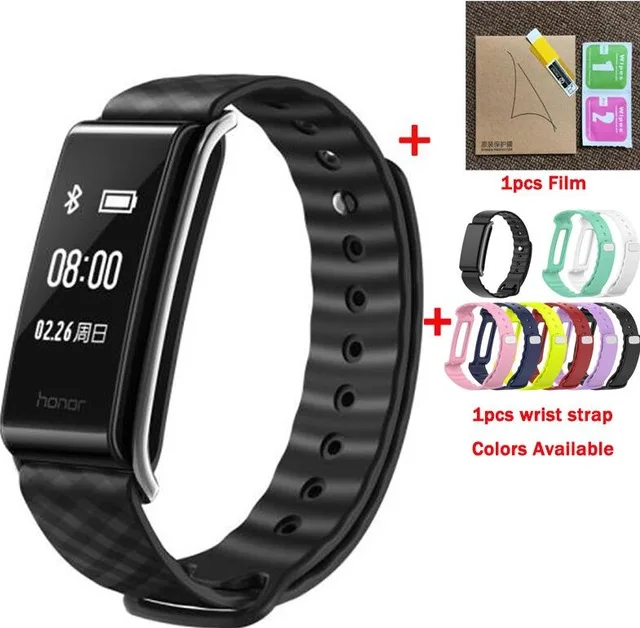 BLACK WITH STRAP Huawei Honor цветной браслет A2 умный Браслет монитор сердечного ритма фитнес-трекер IP67 OLED для Android iOS H15 - Цвет: BLACK WITH STRAP