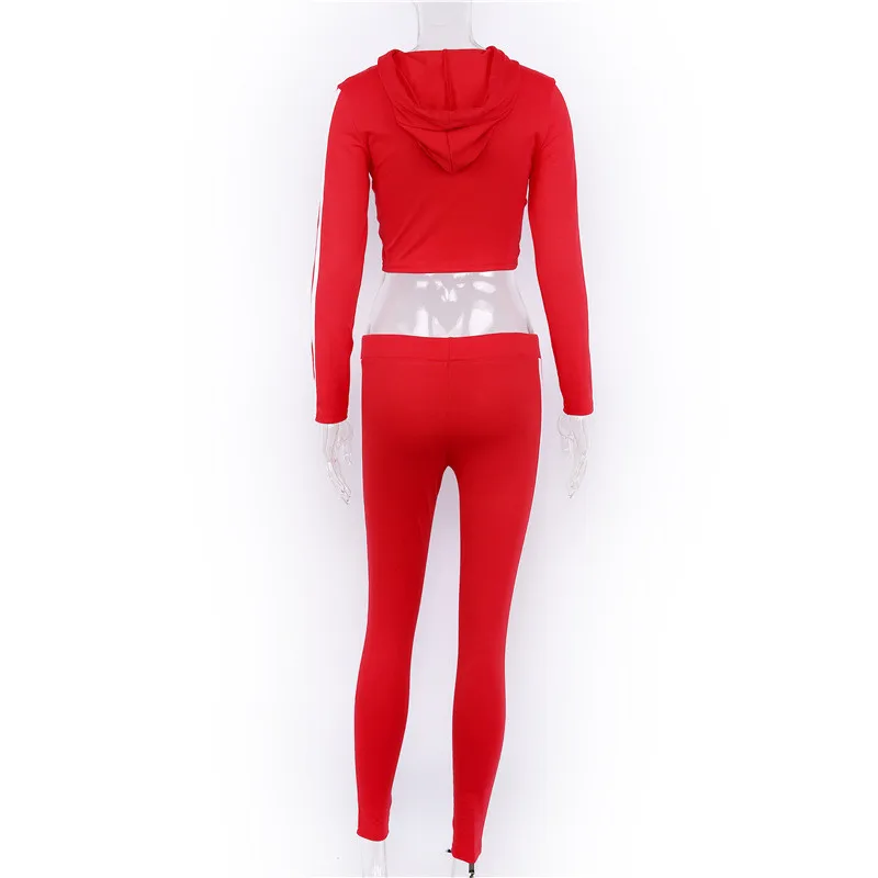 

Hirigin 2 Piece Set Women 2018 New Tracksuit Hooded Crop Top Sweatshirt Set Autumn Fashion Women Hoodie Side Stripe Units Set