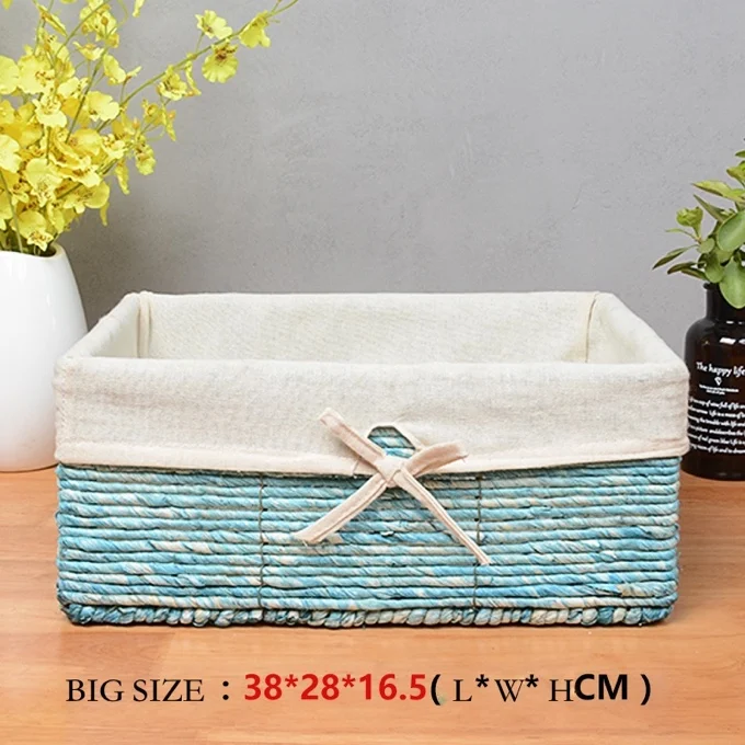38x28x16.5cm Корзина грязной одежды поддельная плетёная ротанговая косметические корзины для хранения игрушек соломенный набор посуды для снеков кухонные коробки с подкладкой - Цвет: 38x28x16.5cm