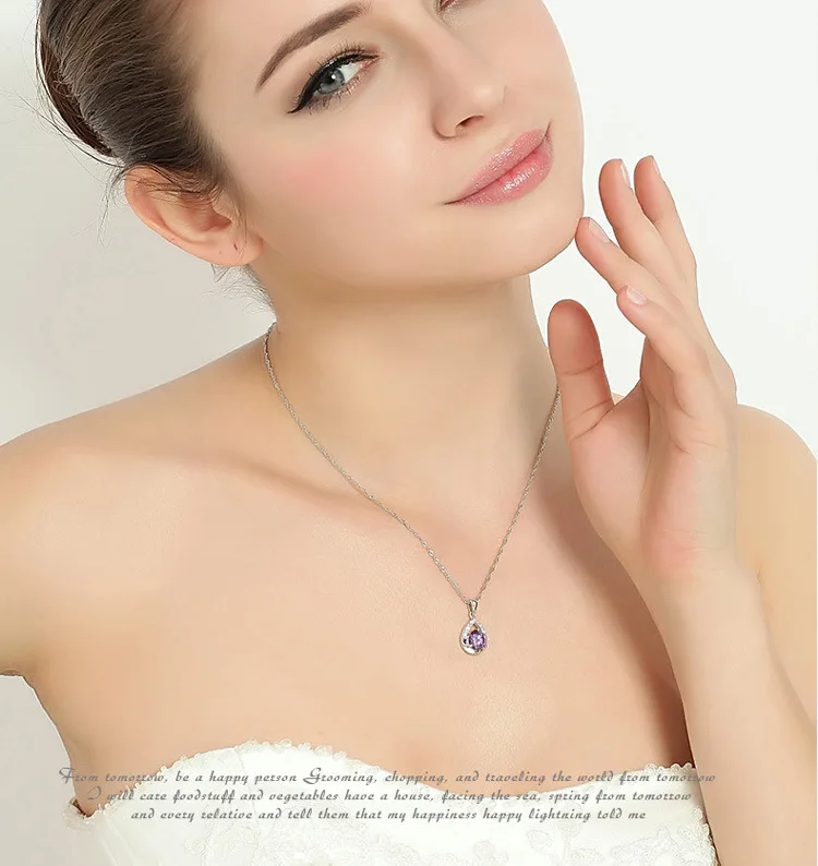 Женское ожерелье с подвеской в виде капель воды подвеска из стерлингового - Фото №1