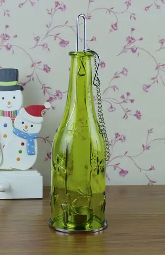 Новый дизайн стеклянная бутылка для вина подсвечник висящий ураган фонарь | Дом и