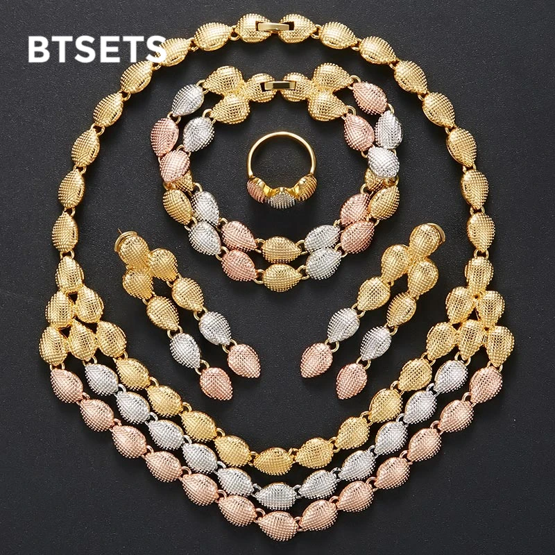 BTSETS Turkish Jewellery Set For Women Big Nigerian Wedding Necklace African Beads Jewelry Vintage Costume Sets | Украшения и