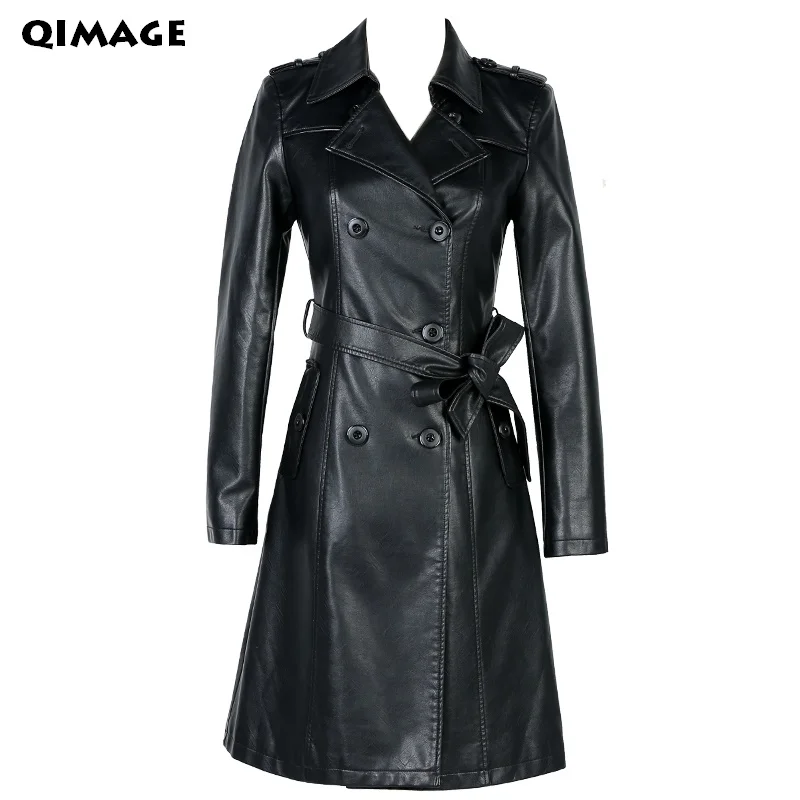 Qimage кожаные куртки Турции ВЕСНА Новинка 2017 женские Обувь для девочек длинный